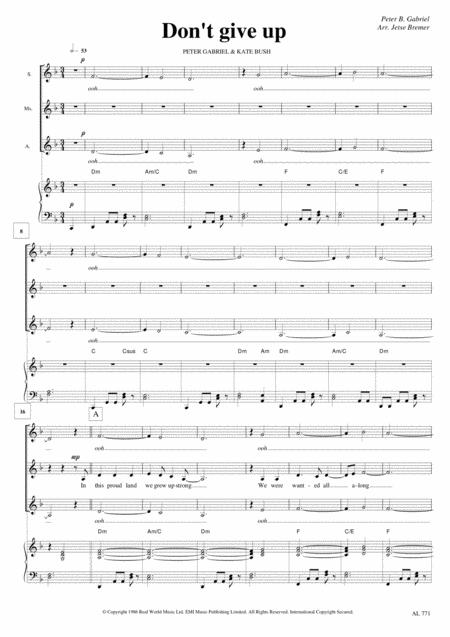 Dont Give Up Saa Piano Sheet Music