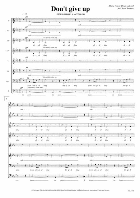 Free Sheet Music Dont Give Up Ssaattbb A Cappella