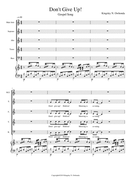 Free Sheet Music Dont Give Up