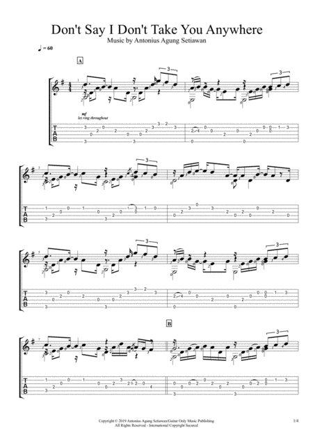 Dont Say I Dont Take You Anywhere Fingerstyle Guitar Solo Sheet Music