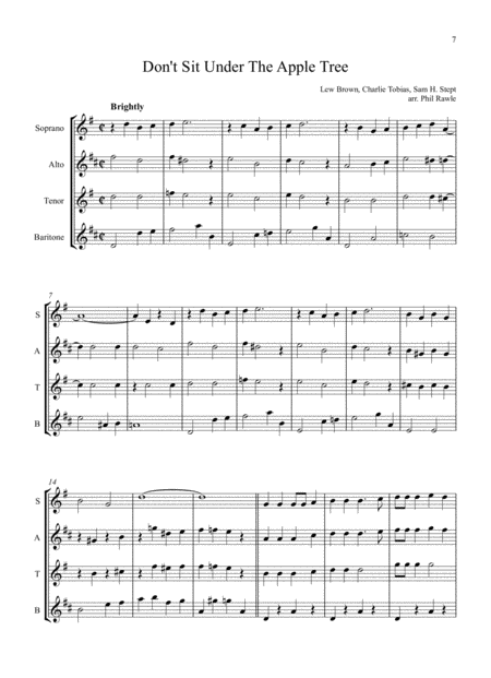 Dont Sit Under The Apple Tree With Anyone Else But Me Saxophone Quartet Sheet Music