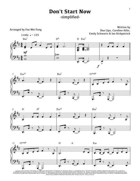 Free Sheet Music Dont Start Now Simplified