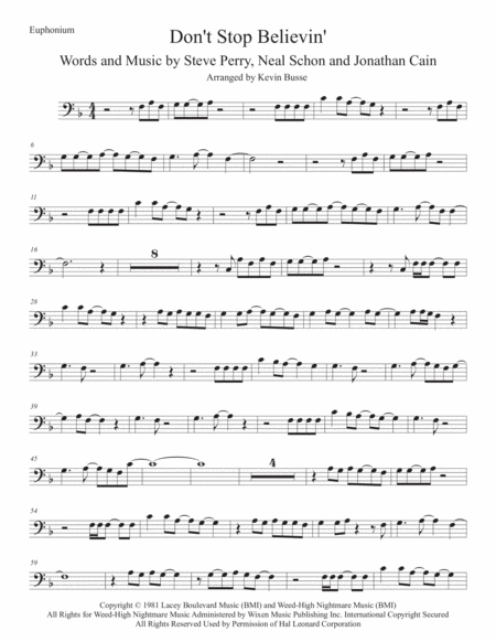 Dont Stop Believin Euphonium Sheet Music