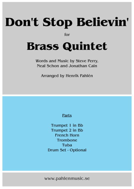 Dont Stop Believin For Brass Quintet Sheet Music