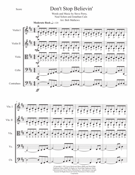 Dont Stop Believin For String Orchestra Sheet Music