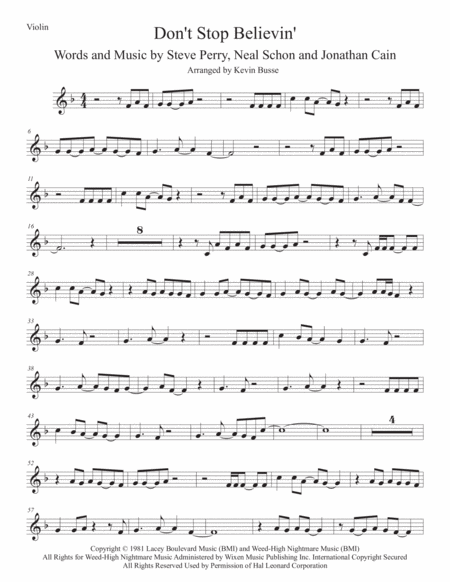 Free Sheet Music Dont Stop Believin Violin