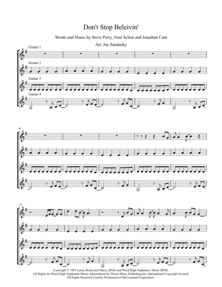 Dont Stop Believin Sheet Music