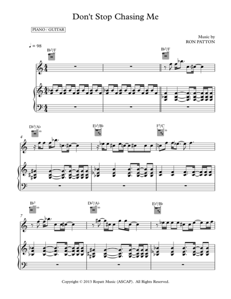 Dont Stop Chasing Me Sheet Music