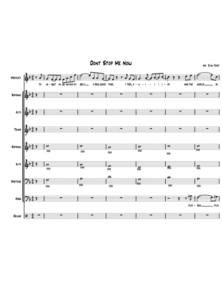 Dont Stop Me Now A Cappella Satb Sheet Music