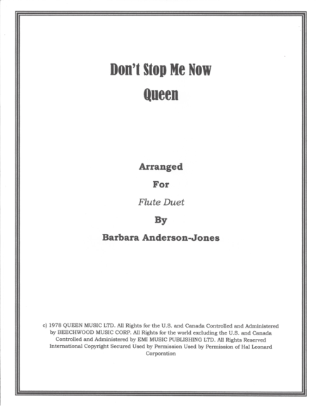 Dont Stop Me Now Flute Duet Sheet Music