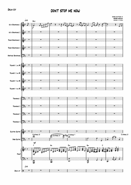 Dont Stop Me Now Jazz Band Sheet Music