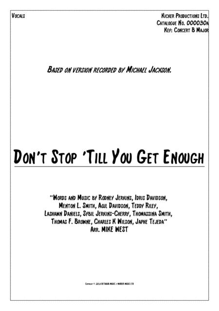 Dont Stop Till You Get Enough Vocals Sheet Music