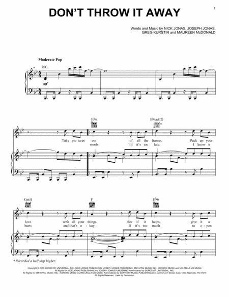 Dont Throw It Away Sheet Music