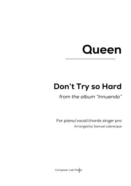 Dont Try So Hard Sheet Music