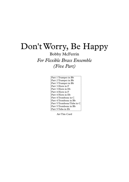 Dont Worry Be Happy For Beginner Flexible Brass Ensemble Sheet Music