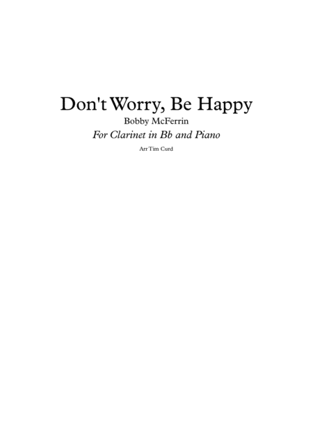 Dont Worry Be Happy For Solo Clarinet And Piano Sheet Music