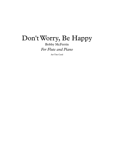 Dont Worry Be Happy For Solo Flute And Piano Sheet Music