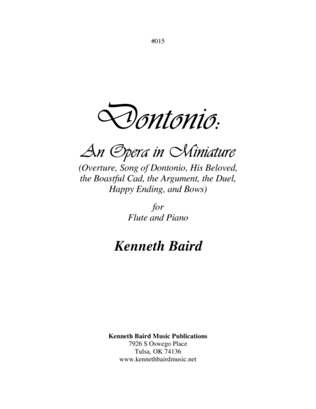 Dontonio An Opera In Miniature For Flute And Piano Sheet Music