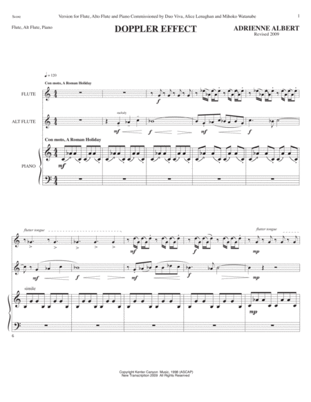 Free Sheet Music Doppler Effect For Flute Alto Flute And Piano