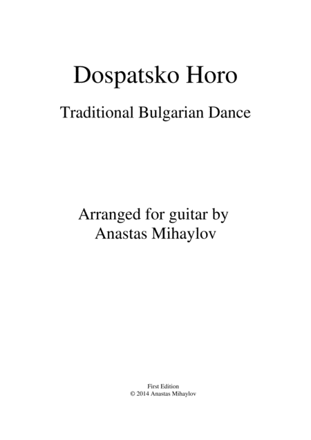 Free Sheet Music Dospatsko Horo Traditional Balkan Dance Arr For Guitar