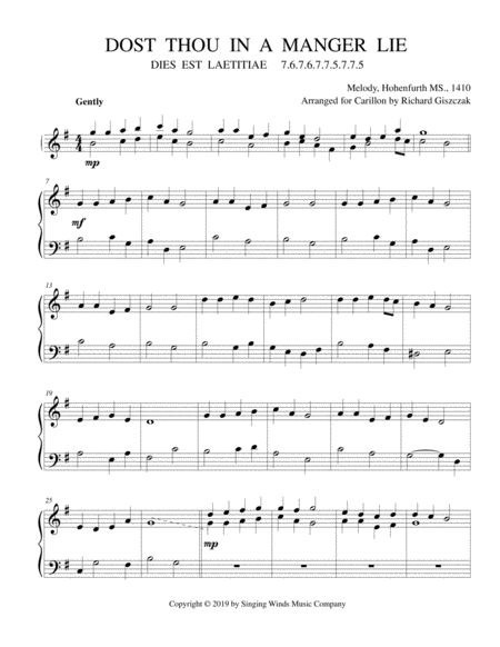 Free Sheet Music Dost Thou In A Manger Lie