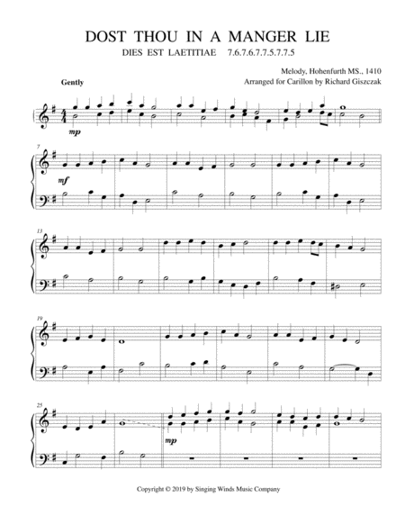 Dost Thou In A Manger Lie Sheet Music