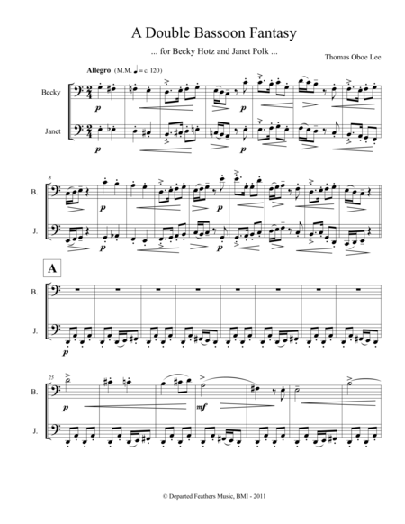 Free Sheet Music Double Bassoon Fantasy 2011 For Two Bassoons