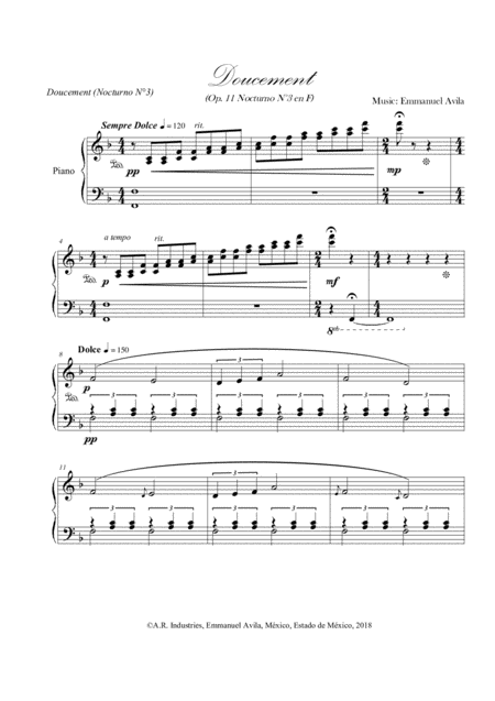 Free Sheet Music Doucement Op 11 Nocturne N 3 In F