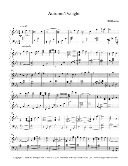 Douglas Bill Autumn Twilight Solo Piano Sheet Music