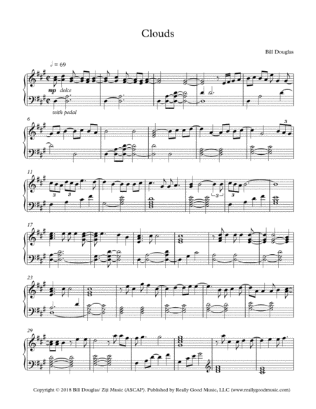 Douglas Bill Clouds Solo Piano Sheet Music