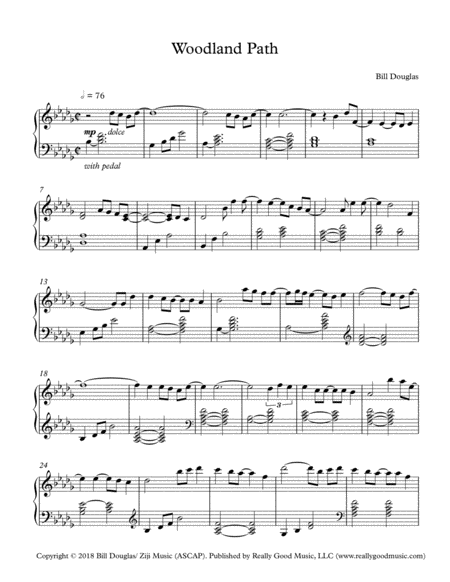 Douglas Bill Woodland Path Piano Solo Sheet Music