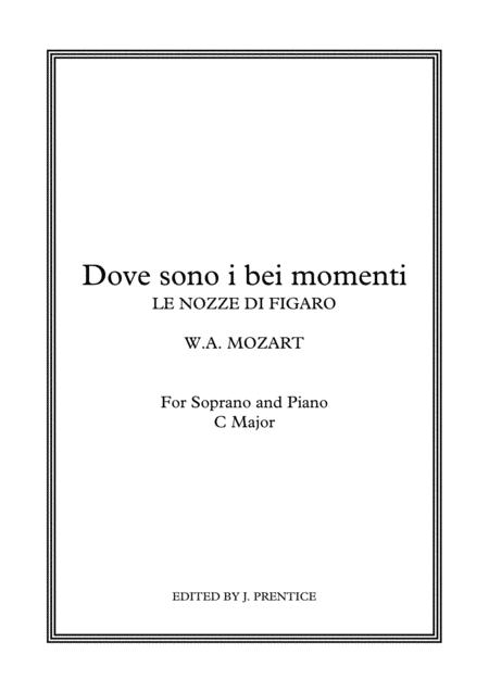 Dove Sono I Bei Momenti Le Nozze Di Figaro C Major Sheet Music