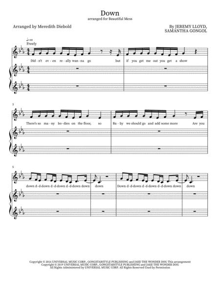 Down Arranged By Meredith Diebold Sheet Music