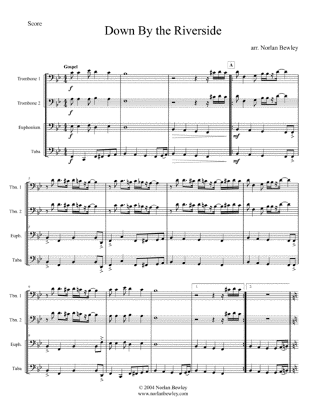 Down By The Riverside Low Brass Quartet Sheet Music