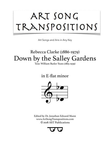 Free Sheet Music Down By The Salley Gardens E Flat Minor