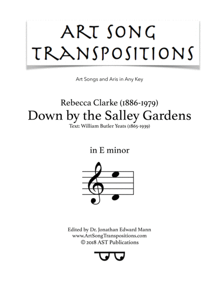 Free Sheet Music Down By The Salley Gardens E Minor