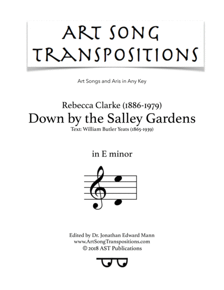 Down By The Salley Gardens E Minor Sheet Music