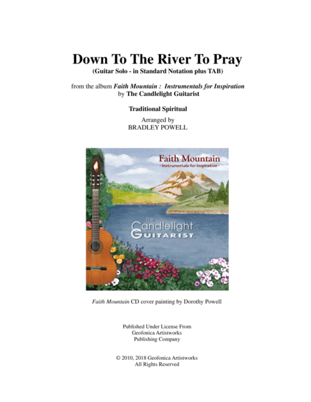 Down To The River To Pray Guitar Fingerstyle In Standard Notation With Tabs Sheet Music