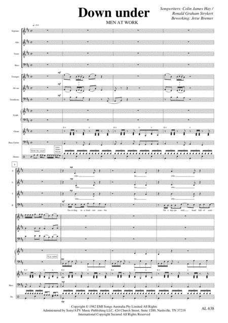 Down Under Satb Popband Sheet Music