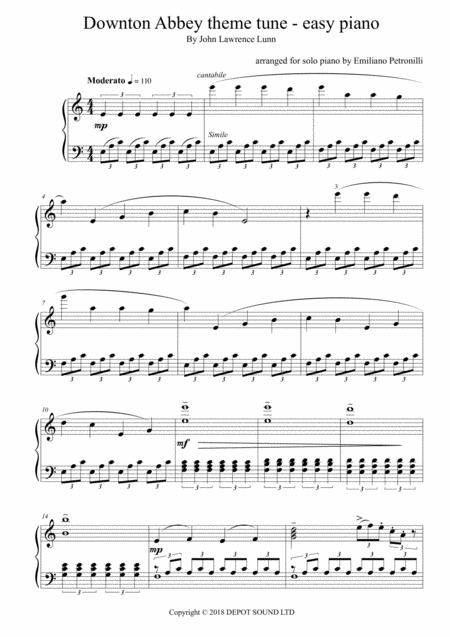 Free Sheet Music Downton Abbey Beginner Intermediate Piano