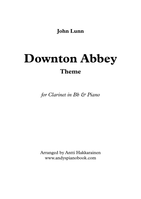 Downton Abbey Theme Clarinet Piano Sheet Music