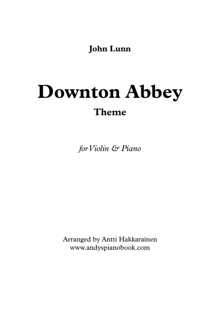 Downton Abbey Theme Violin Piano Sheet Music