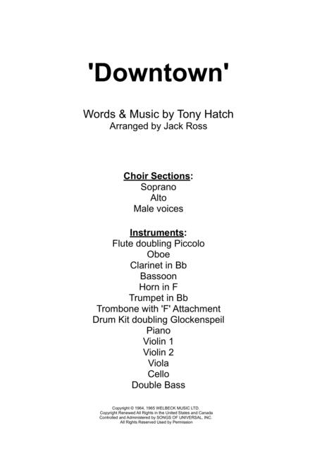 Downtown Small Ensemble Of Voices And Chamber Ensemble Sheet Music