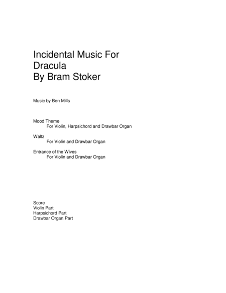 Dracula Incidental Music Sheet Music