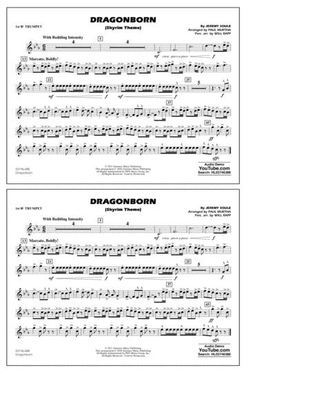 Dragonborn Skyrim Theme Arr Will Rapp Paul Murtha 1st Bb Trumpet Sheet Music