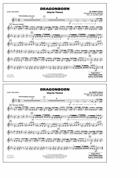 Dragonborn Skyrim Theme Arr Will Rapp Paul Murtha 3rd Bb Trumpet Sheet Music