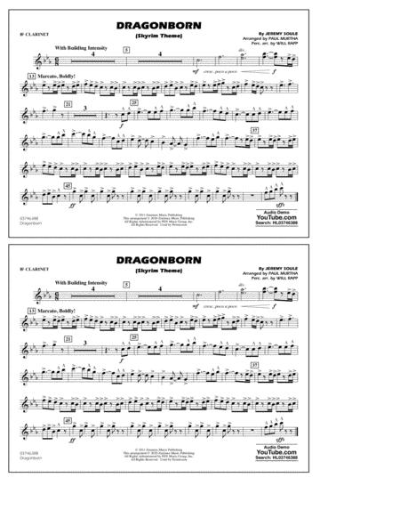 Dragonborn Skyrim Theme Arr Will Rapp Paul Murtha Bb Clarinet Sheet Music