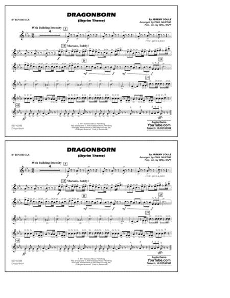 Free Sheet Music Dragonborn Skyrim Theme Arr Will Rapp Paul Murtha Bb Tenor Sax