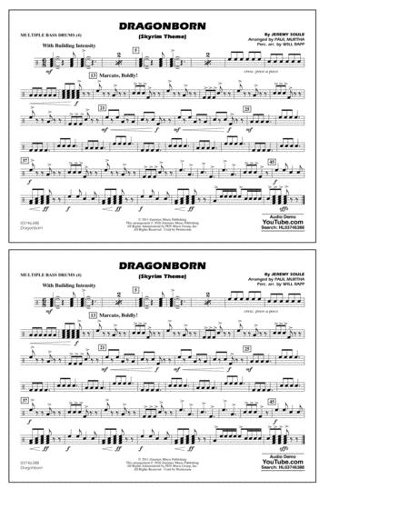 Dragonborn Skyrim Theme Arr Will Rapp Paul Murtha Multiple Bass Drums Sheet Music