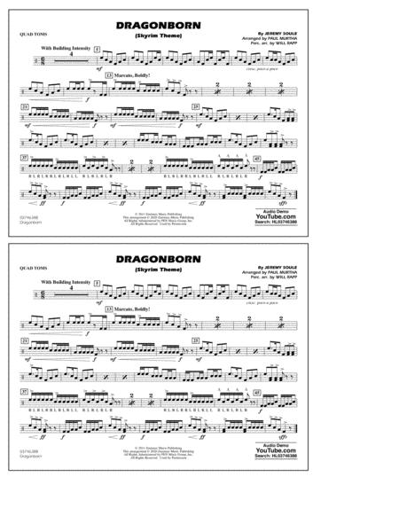 Free Sheet Music Dragonborn Skyrim Theme Arr Will Rapp Paul Murtha Quad Toms